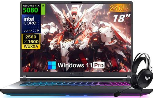ASUS 2025 ROG Strix G18 Gaming Laptop, NVIDIA RTX 5080 16GB GDDR7, Intel Ultra 9 275HX24-Core, 18" 240Hz 3ms 2.5K Screen, WiFi 7, 32 GB DDR5, 2 TB SSD, Win 11 Pro, Accessory Kit