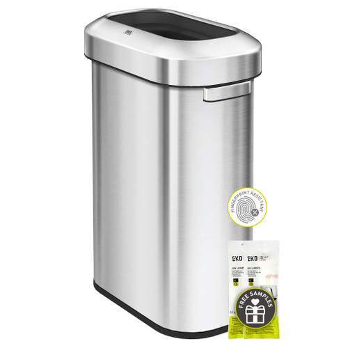 EKO Urban 24 Gallon/ 90 Liter Open Top Stainless Steel Slim Commercial Trash Can, Tall Kitchen Garbage Bin, Heavy-Duty Commercial Grade Large Trash Can for Home, Office, Hotel, Cafe, Restaurant, Dorm