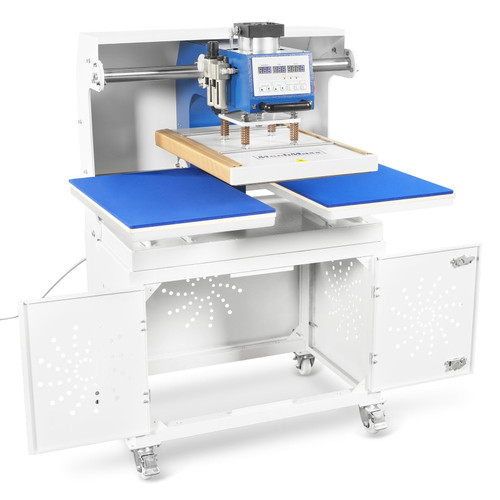 MechMaxx 16x24 Inch Commercial Pneumatic Dual Platen Heat Press - Auto Lift Sublimation Transfer Machine with Storage Base Cabinet (110V 1650W), PUD1624-C