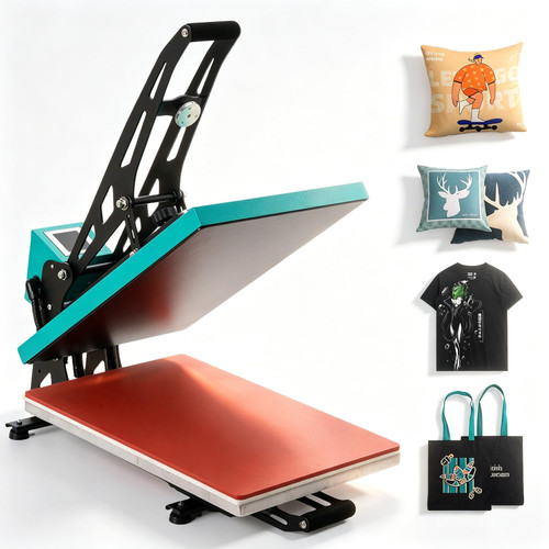 16"x 24" Semi-Automatic Heat Press Machine with Slide Out Lower Platen,2000W Digital Control Heat Transfer Printer,Teflon Coated Fast Heating Industrial Clamshell Press for T Shirts Vinyl(Green)
