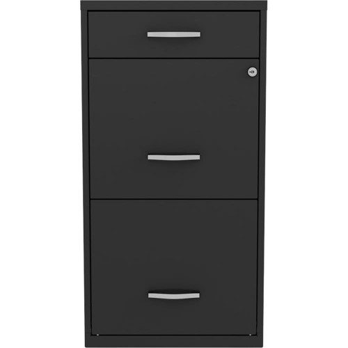 Pemberly Row 27" 3-Drawer Metal Filing Cabinet, Black Finish, Letter-Size Hanging File Storage, Pencil Drawer, Lockable Office Organizer for Home or Small Office Use