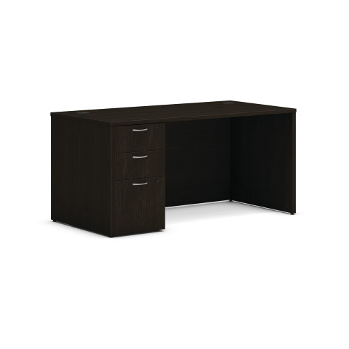 HON MOD Executive Office Desk with Drawers, Modern Computer Desk with Pedestal, Home Office, 60" W, Java Oak