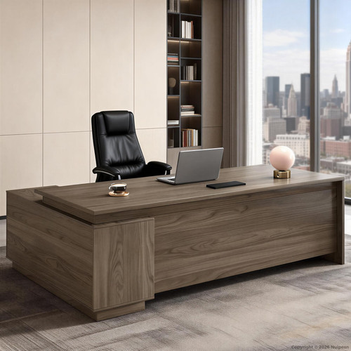 Nuipesn 63" L-Shaped Executive Desk with Reversible Storage Cabinet, Locking Drawers & Cable Management, Modern Office Desk for Home Office or Business Workspace, Black Walnut