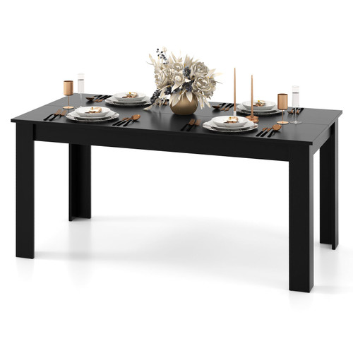Giantex Dining Table for 6, Rectangular Kitchen Table with 330Lbs Capacity, Stable Structure, 63" L x 31.5" W x 30" H Large Farmhouse Center Tables for Dinner, Dinette, Dining Room, Black