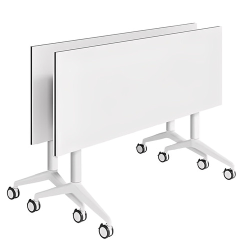 BTTBAOM White Folding Conference Table Bussiness Conference Room Tables with Flip-Top Design & Silent Wheels Portable for Trainings Offices Seminar Rooms (2pack, 47.3" D X 23.6" W X 29.5" H)