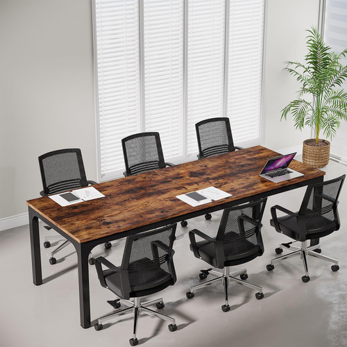 Tribesigns 6.5 FT Conference Room Table, 78.74" W x 27.56" D Large Office Conference Table, Modern Seminar Meeting Table Desk for Boardroom, Meeting Room (1, Rustic Brown)