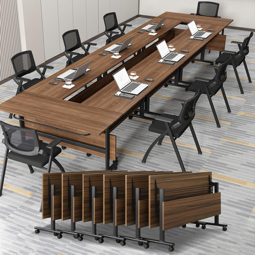 6 Pack Conference Room Tables,Folding Conference Tables,Modern Portable Modular Conference Table with Silent Wheels Meeting Table,Seminar Boardroom Mobile Training Table (T1619, 55.1x23.6x29.5)