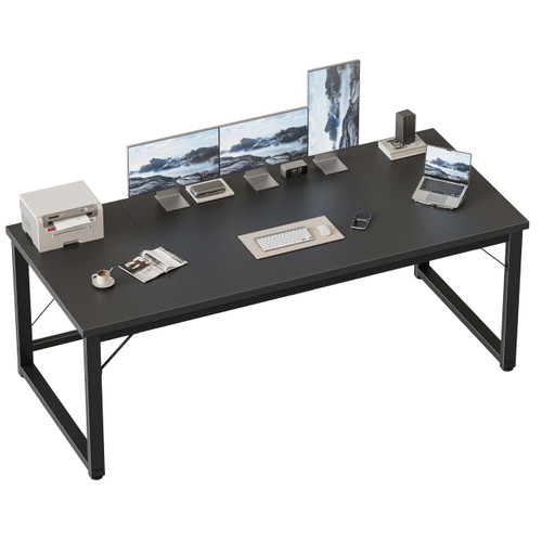 Mericonia 63 Inch Large Computer Desk, 1" Thick Heavy Duty Industrial Office Desk, Modern Simple Study Writing Table for Home Office Bedroom Workstation, Black