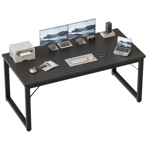Mericonia 54 Inch Computer Desk, 1" Thick Heavy Duty Industrial Office Desk, Modern Simple Study Writing Table for Home Office Bedroom Workstation, Black