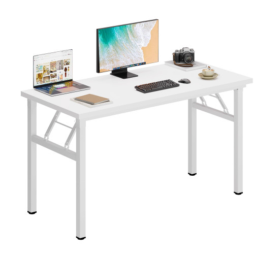 DlandHome 47 inches Folding Table Computer Desk Portable Activity Table Conference Table Home Office Desk, Fully Assembled White DND-ND5-120WW