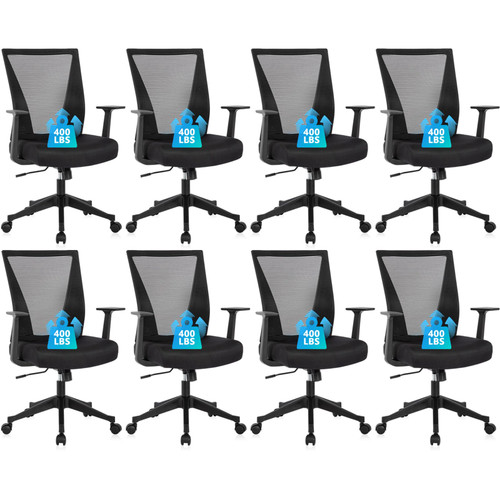 CLATINA Home Office Chair Ergonomic Desk Chair Mesh Computer Chairs with Armrests Executive Rolling Wheels Swivel Heavy Duty Chairs Office, Home, Black 8 Pack