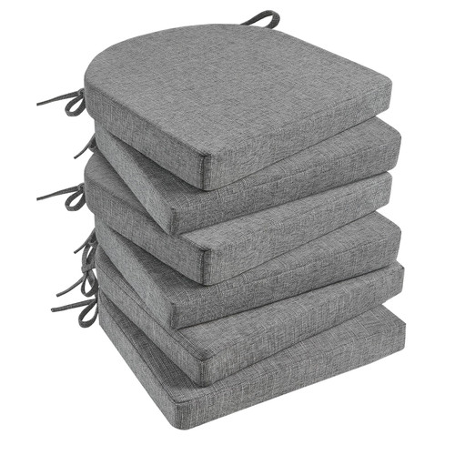Basic Beyond Chair Cushions for Dining Chairs with Ties and Removable Cover, 2" Thick Seat Cushions for Kitchen Chairs, Set of 6, 17" x 16", Dark Grey