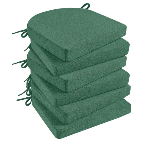Basic Beyond Chair Cushions for Dining Chairs with Ties and Removable Cover, 2" Thick Seat Cushions for Kitchen Chairs, Set of 6, 17" x 16", Forest Green