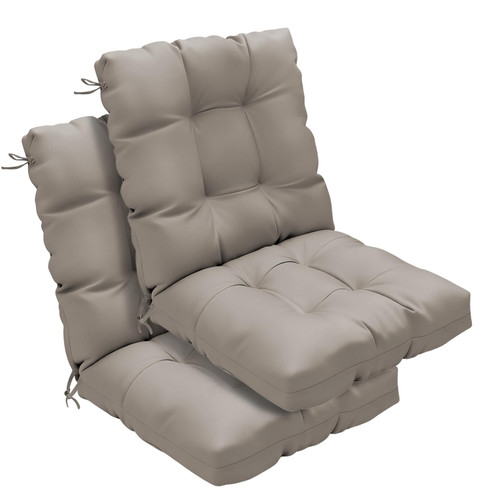 zanwu hwyd Outdoor Chair Cushions Set of 2, 42x21x4 Inch Patio Cushion for Dining/Rocking Chairs, High Back Soft Seat Pad with Ties, Indoor Outside Use, Fade-Resistant & Waterproof, Beige