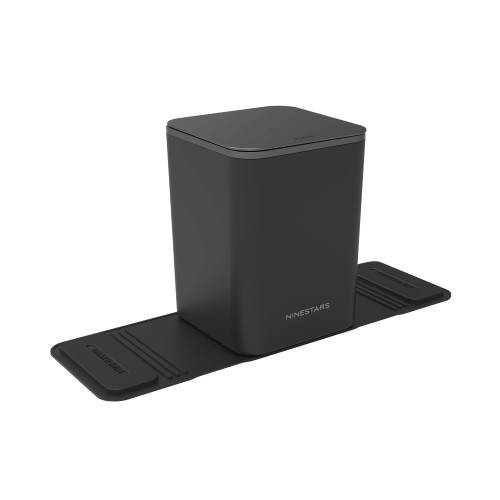 Ninestars Mini Car Trash Can with Press Lid, 3L / 0.79 Gallon Small Garbage Bin, Foldable Leak-Resistant Design with Weighted Non-Slip Base for Car Floor & Center Console (Black)