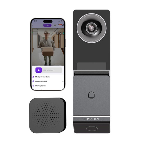 HAVION D1 Wireless Video Doorbell Camera - by NIU Inno., Incl. Chime, Dual Cameras, 5MP 3K QHD, 2'' Screen, 32GB eMMC, AI Motion Detection Real-time Alerts, 2-way Audio, Battery & Wired Power Optional