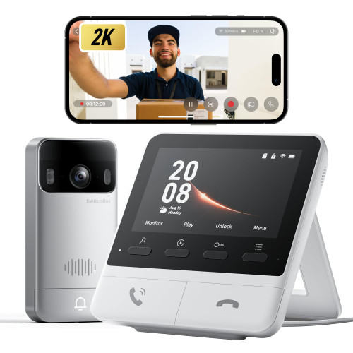 SwitchBot Video Doorbell Camera Wireless with Monitor, No Subscription, 4.3 Inch Screen, Battery Powered, Head-to-Toe View, 2K FHD, 2-Way Audio, Motion Detection, Works with Alexa/Goole/Home Assistant