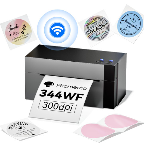 Phomemo 344WF WiFi Label Printer, [Upgraded] 300DPI Shipping Thermal Labels Printer for Shipping Packages, 4x6 Label Printers Compatible with iOS, Android and PC Etsy Ebay USPS, IF Design Award 2024