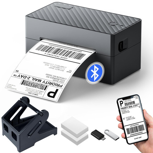 PEDOOLO Label Printer, 4x6 Shipping Label Thermal Printer for Packages, Bluetooth Conection and Compatible with Android, iPhone, Windows, Mac, Chromebook, Amazon, UPS, USPS, FedEx, with Holder