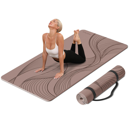 PAIDU Large Yoga Mat-72’x36’x0.4’ Extra Width ＆ Thick,Comfortable,Non-Slip Exercise Mat-Works Great on All Floor for Stretching,Yoga Studio,Gym or Home Workouts (Brown)