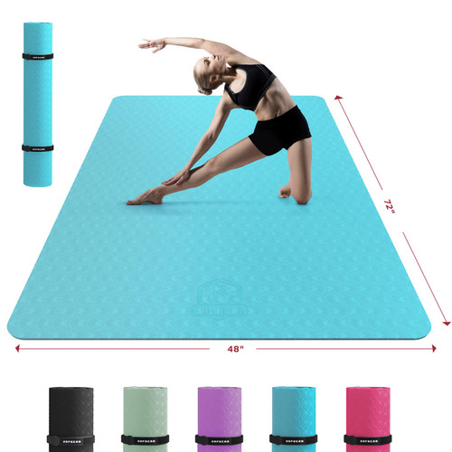 HAPBEAR Extra Large Yoga Mat - 72"x48"x6mm (1/4 inch), Non-Slip, Durable, Eco-Friendly, Thick Wide Exercise Mat for Home Workouts, Yoga, Pilates, Stretching and Cardio Workouts