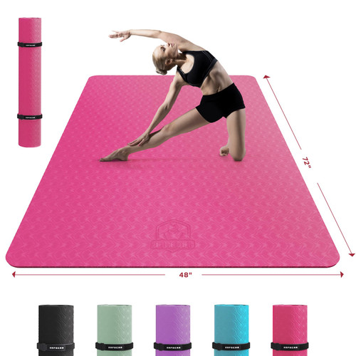 HAPBEAR Extra Large Yoga Mat - 72"x48"x6mm (1/4 inch), Non-Slip, Durable, Eco-Friendly, Thick Wide Exercise Mat for Home Workouts, Yoga, Pilates, Stretching and Cardio Workouts
