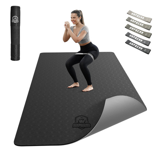 HAPBEAR Large Yoga Mat - 72"x36"x6mm (1/4 inch), Extra Wide Non-Slip Exercise Mat for Home Workout, Yoga, Pilates & Stretching, Durable & Eco-Friendly, Includes Carry Bag