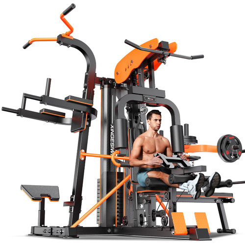 XGSW Multi-Function Home Gym Workout Station, Featuring a Pulley System, arm Trainer, and Leg Trainer for Full-Body Workouts. (L03-3【154LBS】 Fitness Station+Cast lron 220LBS)