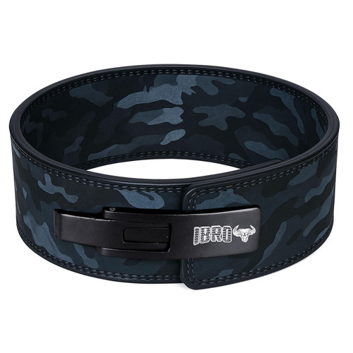 IBRO Powerlifting Lever Gym Belt – Power 10MM Extreme Heavy Duty Genuine Leather Belts - Squats Deadlifts Bodybuilding Weight Lifting IPF Power Lifting Strongman for Men 10mm Black Camo S