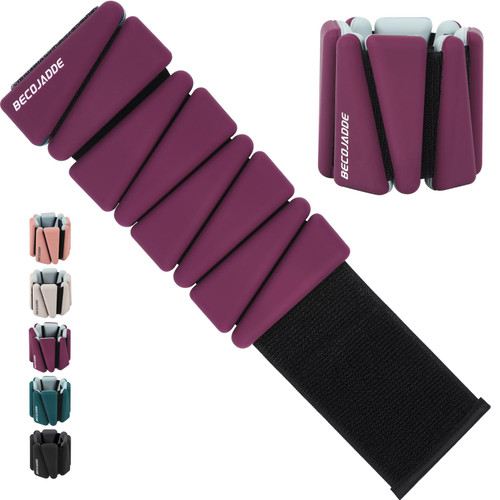 BECOJADDE Ankle Weights Set of 2 (2 lb Each) Adjustable Wrist Weights for Women Men Wearable Arm Leg Weight for Pilates, Running, Walking, Workout, Yoga, Pewter Burgundy