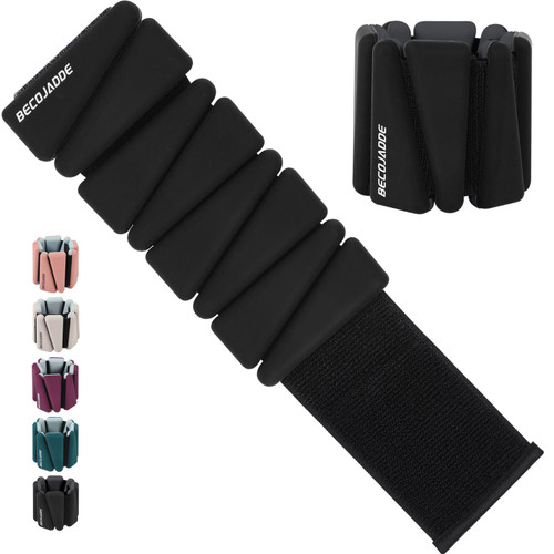 BECOJADDE Ankle Weights Set of 2 (2 lb Each) Adjustable Wrist Weights for Women Men Wearable Arm Leg Weight for Pilates, Running, Walking, Workout, Yoga, Gray Black