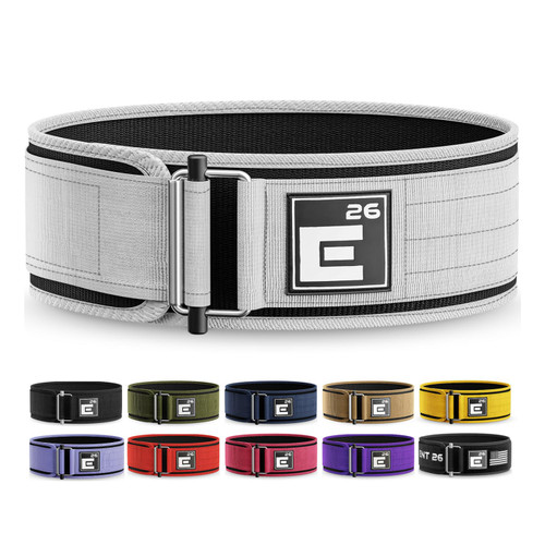 Element 26 Self-Locking Weight Lifting Belt - Premium Weightlifting Belt for Serious Functional Fitness, Weightlifting, and Olympic Lifting Athletes - Squat, Deadlift for Men & Women (Medium, White)