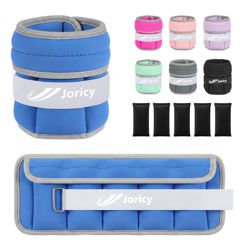 Adjustable Ankle Weights for Women Men 1-5 LBS 1 Pair Wrist Leg Arm Weights with Removable Weight, Strength Training Weight for Jogging, Walking, Running, Fitness, Gym Workout, Dark Blue