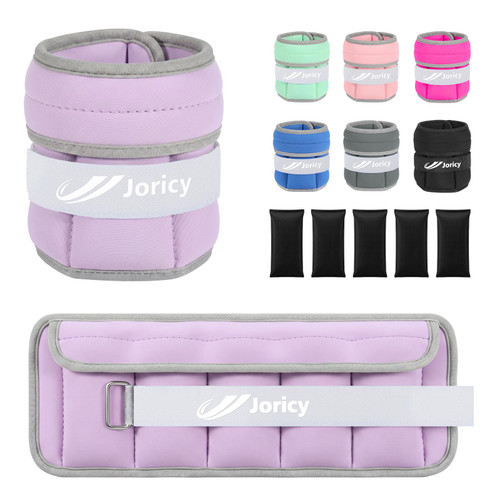 Adjustable Ankle Weights for Women Men 1-5 LBS 1 Pair Wrist Leg Arm Weights with Removable Weight, Strength Training Weight for Jogging, Walking, Running, Fitness, Gym Workout, Purple