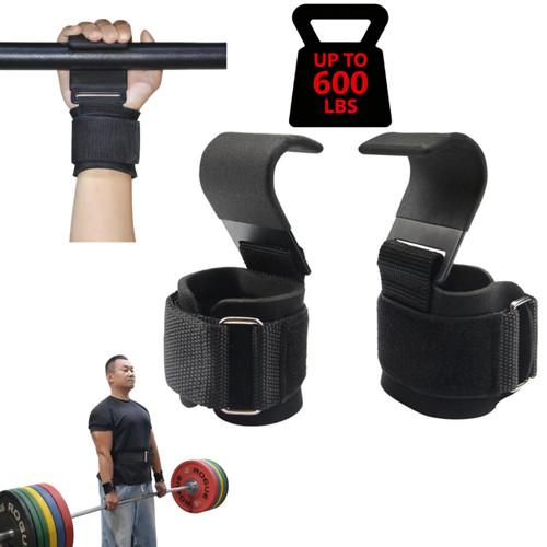 Weight Lifting Hooks (Pair) lifting straps-Heavy Duty Wristband Hand Held Support Assistance-for Deadlifts, Pull Ups, Rows&Shrugs-for Weightlifting&Bodybuilding Adjustable Gym Workout Power Straps