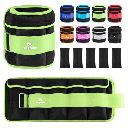 Adjustable Ankle Weights 1-5 LBS Pair with Removable Weight for Jogging, Gymnastics, Aerobics, Physical Therapy, Resistance Training|Each 0.5-2.5 LBS, Total 5LBS, Green