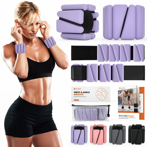Wrist Weights, Ankle Weights for Women Men, Adjustable Wrist Weighted Bracelet for Home Gym Workout, Running, Yoga, Exercise, Strength Training, Set of 4 (2LB Each)