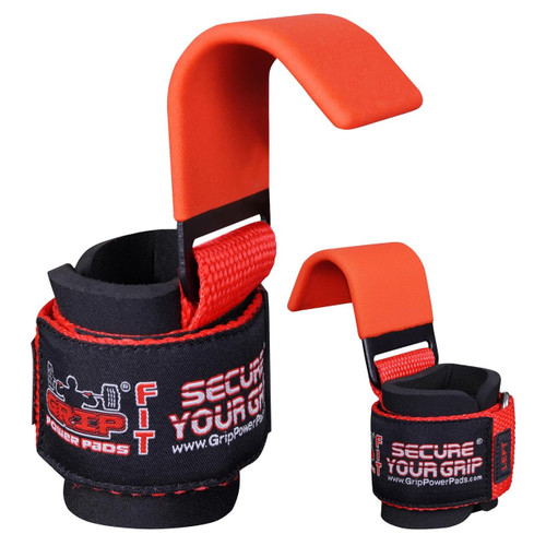 Weight Lifting Hooks Heavy Duty Lifting Wrist Straps Pull Ups Deadlift Straps Power Lifting Grips Padded Workout Straps for Weightlifting Gym Gloves for Men & Women Premium Workout Equipment (JET RED, WOMEN-Wrist Size Small/Medium)