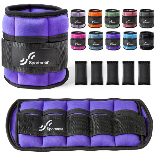 Sportneer Adjustable Ankle Weights Set - 1 Pair (2-10 lbs) Removable Sandbags for Women & Men, Comfortable Neoprene Leg Weights for Walking, Running, Pilates, Yoga, Home Workout & Physical Therapy