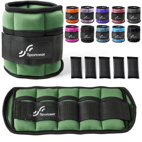 Sportneer Adjustable Ankle Weights 1 Pair 2 4 6 8 10 Lbs Leg Weight Straps for Women Men, Weighted Ankle Weights Set for Gym, Fitness, Workout, Walking, Jogging,1-5 lbs Each, 2 Pack 2-10 lbs
