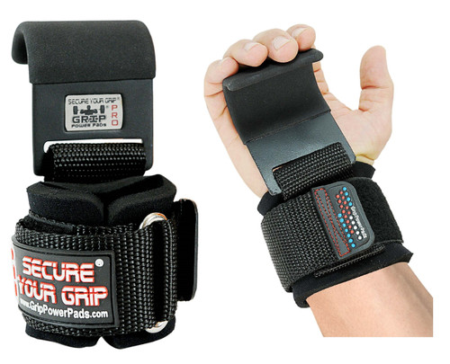 Heavy Duty PRO Metal Lifting Hooks Steel Best Power Weightlifting Set of 2 Premium Thick Padded Workout Hook Gloves (Women-Wrist Size Small/Medium,Flat Black 2 Hooks)