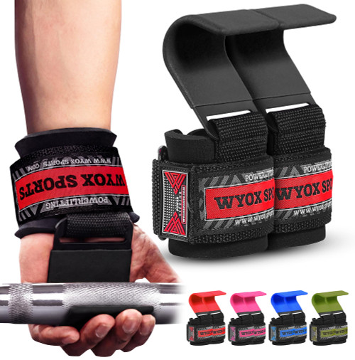 WYOX Weight Lifting Hooks for Deadlift, Pull Ups & Rows – Heavy Duty Wrist Support Grips to Lift Heavier, Reduce Grip Fatigue & Improve Performance – Padded Straps for Men & Women