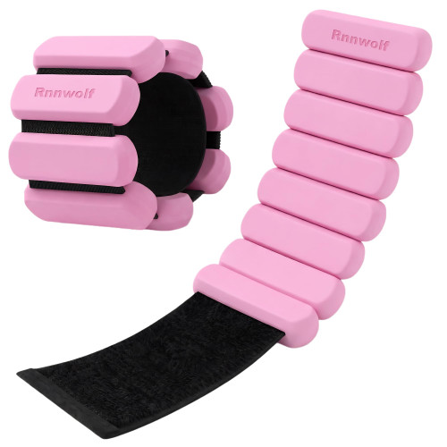 Rnnwolf Wrist Ankle Weights for Women Men 2lbs /Pair - Adjustable Arm Leg Pilates Weights Weighted Bangles Wristbands for Gym, Yoga, Strength Training Fitness Workout
