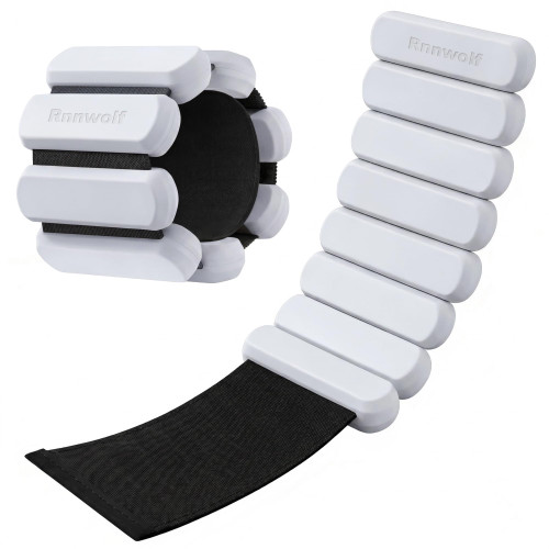 Rnnwolf Wrist Ankle Weights for Women Men 2lbs /Pair - Adjustable Arm Leg Pilates Weights Weighted Bangles Wristbands for Gym, Yoga, Strength Training Fitness Workout (Grey)