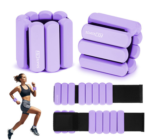 Wrist and Ankle Weights for Women & Men 2 Pack (1lb Each), Adjustable Silicone Wearable Arm & Leg Weights for Pilates, Gym, Yoga, Cardio, Strength Training (Purple)