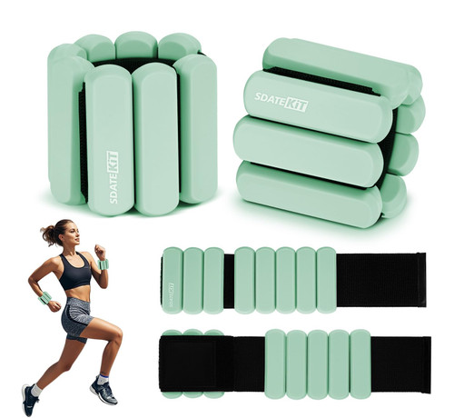 Wrist and Ankle Weights for Women & Men 2 Pack (1lb Each), Adjustable Silicone Wearable Arm & Leg Weights for Pilates, Gym, Yoga, Cardio, Strength Training (Green)