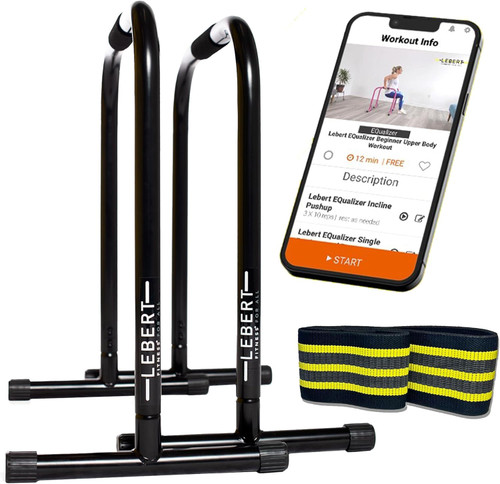 Lebert Fitness Equalizer with Resistance Band - Calisthenics Equipment ✓ Dip Station ✓ Push Up Stand Bar ✓ Pull Up Dip Bar ✓ Bodyweight Equipment ✓ For Intensive Use