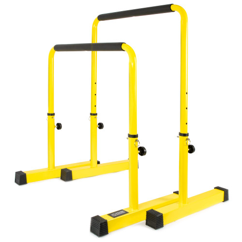 POWER GUIDANCE Dip Bar, Dip Stand Station for Full Body Strength Training, Adjustable Height 30Inches - 38.6Inched, Capacity 1200Lbs, 3 Colors Available (yellow)