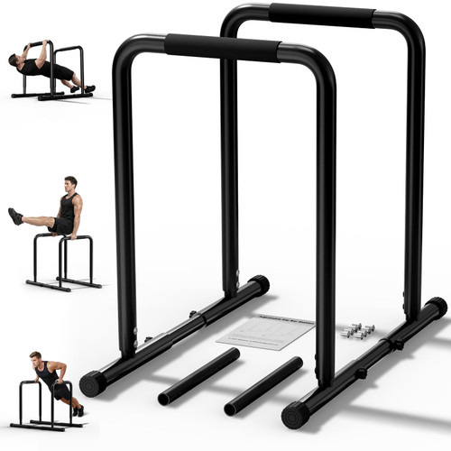 ZCMHAXJ Dip Bar with Dual Inner Connectors, Adjustable Height & Width Parallel Bars, 1100LBS Heavy Duty Calisthenics Bars, Stable Design Calisthenics Equipment Dip Bars for Home Strength Training