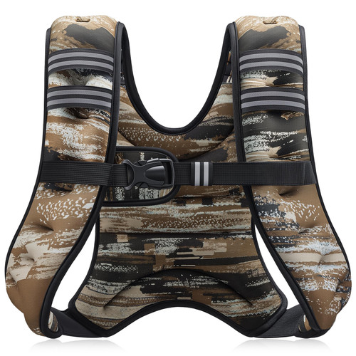 ZELUS Weighted Vest, 6lb/8lb/12lb/16lb/20lb/25lb/30lb Weight Vest for Men Women with Storage Pocket Reflective Strips for Strength Training Running Muscle Building, Brushstroke Sand Camo (12 lb)